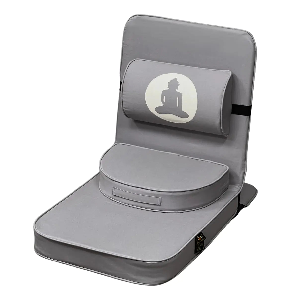 Friends Of Meditation Relaxing Buddha Meditation Chair | Detachable Rectangular Back Support & Zafu Cushion | Portable Folding Chair | Floor Chair with Back Support | Yoga Chairs for Adults | Grey