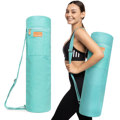 UDANA Turquoise Yoga Mat Bag | Large Yoga Mat Bags for Women & Men | Fits Thick Yoga Mat & Yoga Accessories | Three Storage Pocket | Adjustable Yoga Bag Shoulder Strap