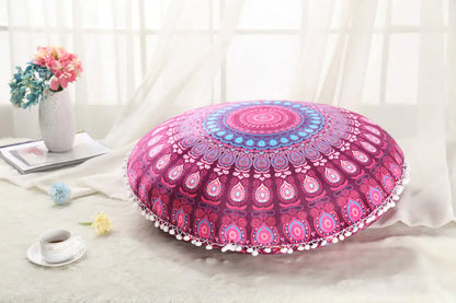Colorful Mandala Round Floor Pillow for Meditation