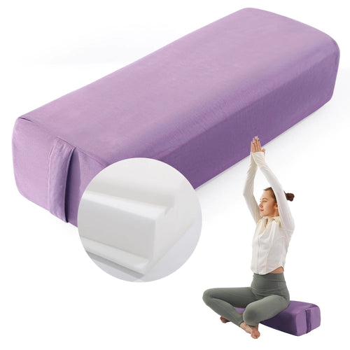 MABOZOO Yoga Bolster Pillow Triple-Layer Sponge Rectangular Yoga Bolster with Carry Handle Meditation Pillow with Washable Cover for Restorative Yoga & Meditation (Purple)