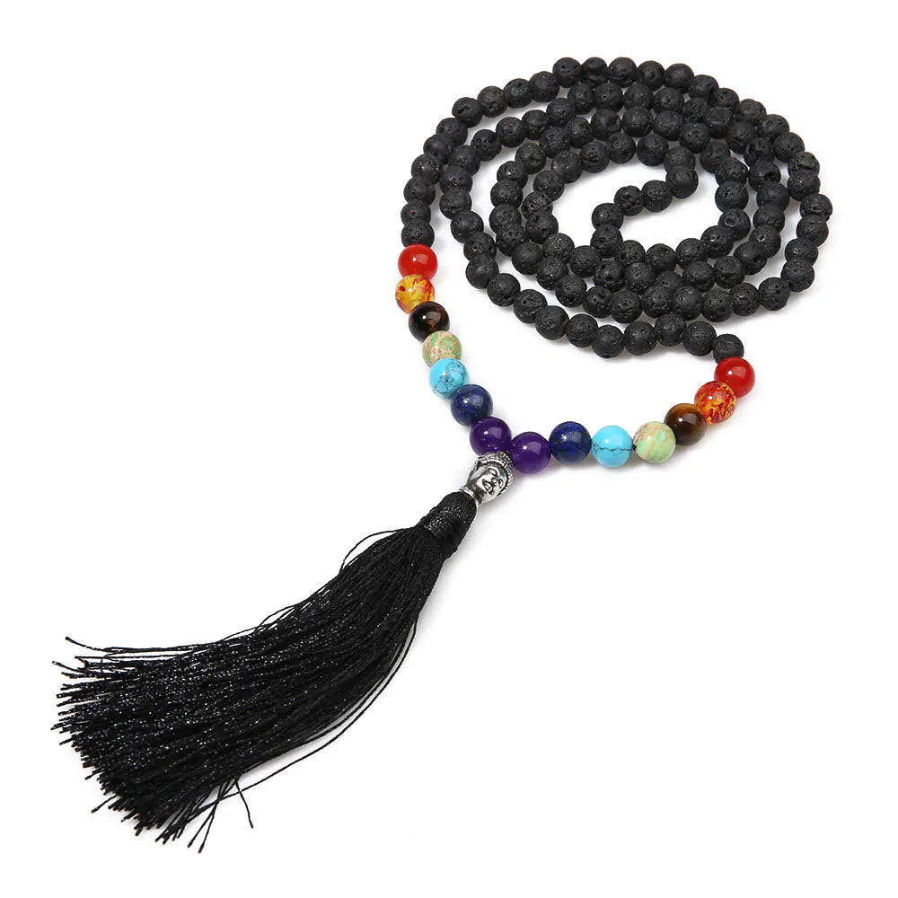 Energy Meditation Yoga Necklace with 7 Chakra Beads