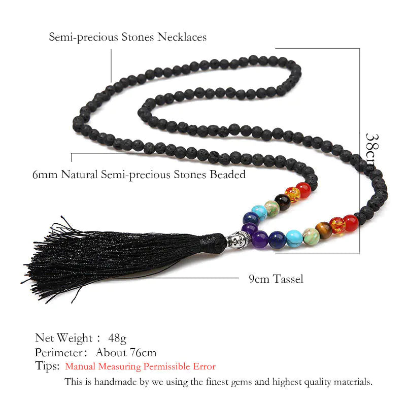 Energy Meditation Yoga Necklace with 7 Chakra Beads