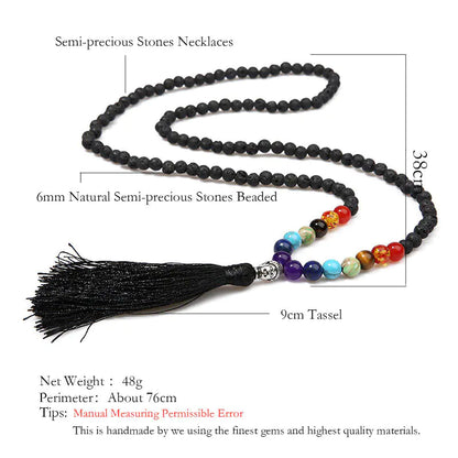 Energy Meditation Yoga Necklace with 7 Chakra Beads
