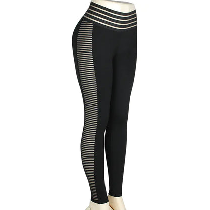 Mesh Yoga Pants, Color Block Workout Leggings