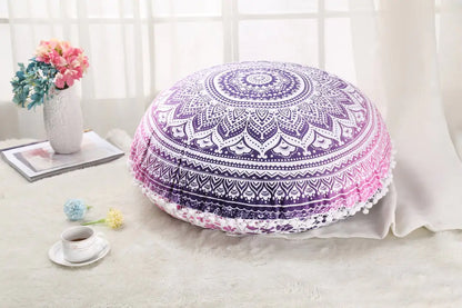 Colorful Mandala Round Floor Pillow for Meditation
