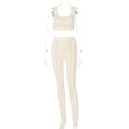 Women's Ribbed Yoga Workout Set for Autumn/Winter