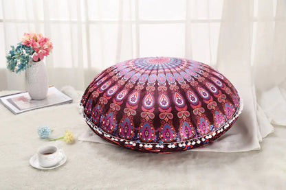 Colorful Mandala Round Floor Pillow for Meditation