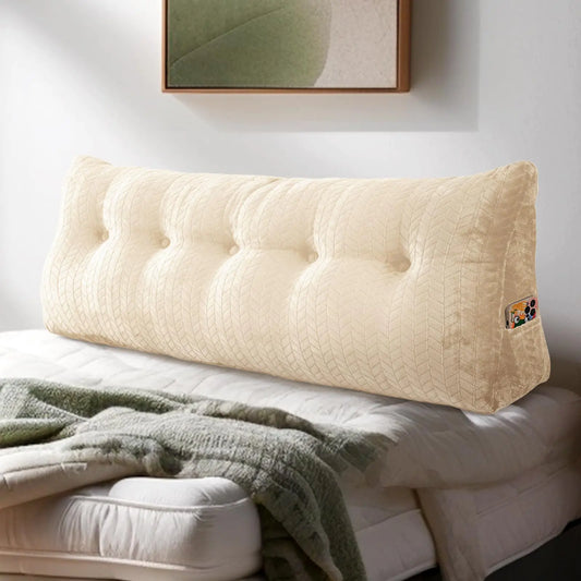 TerriTrophy Triangular Wedge Headboard Pillow Large Bolster Bed Rest Reading Pillow Backrest Positioning Support Bolster Cushion with Removable Cover