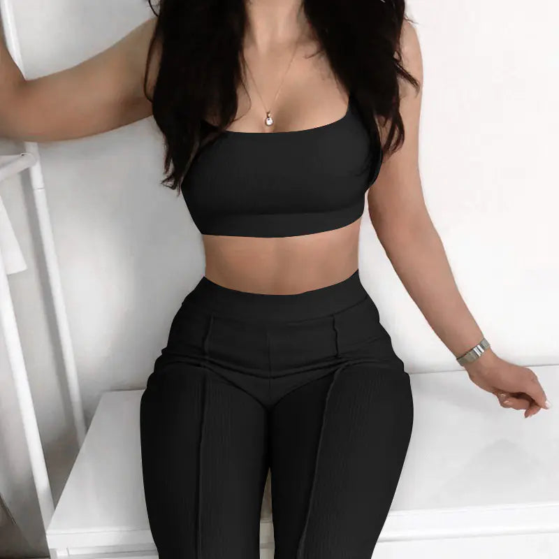 Women's Ribbed Yoga Workout Set for Autumn/Winter