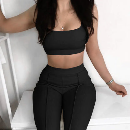 Women's Ribbed Yoga Workout Set for Autumn/Winter
