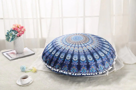 Colorful Mandala Round Floor Pillow for Meditation