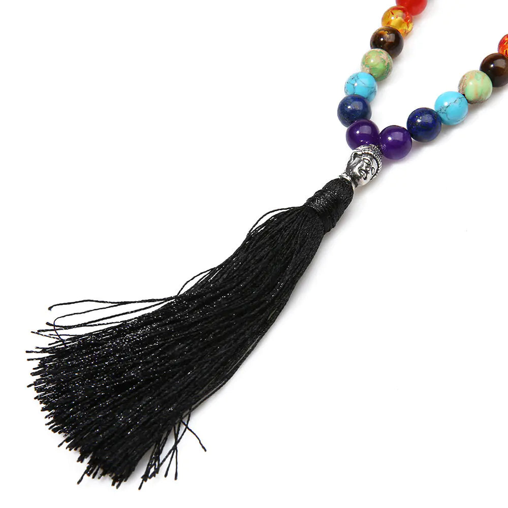 Energy Meditation Yoga Necklace with 7 Chakra Beads