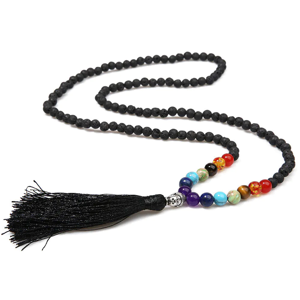 Energy Meditation Yoga Necklace with 7 Chakra Beads