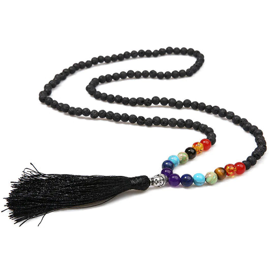 Energy Meditation Yoga Necklace with 7 Chakra Beads