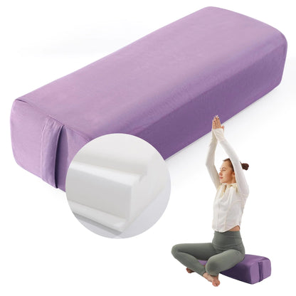 MABOZOO Yoga Bolster Pillow Triple-Layer Sponge Rectangular Yoga Bolster with Carry Handle Meditation Pillow with Washable Cover for Restorative Yoga & Meditation (Purple)