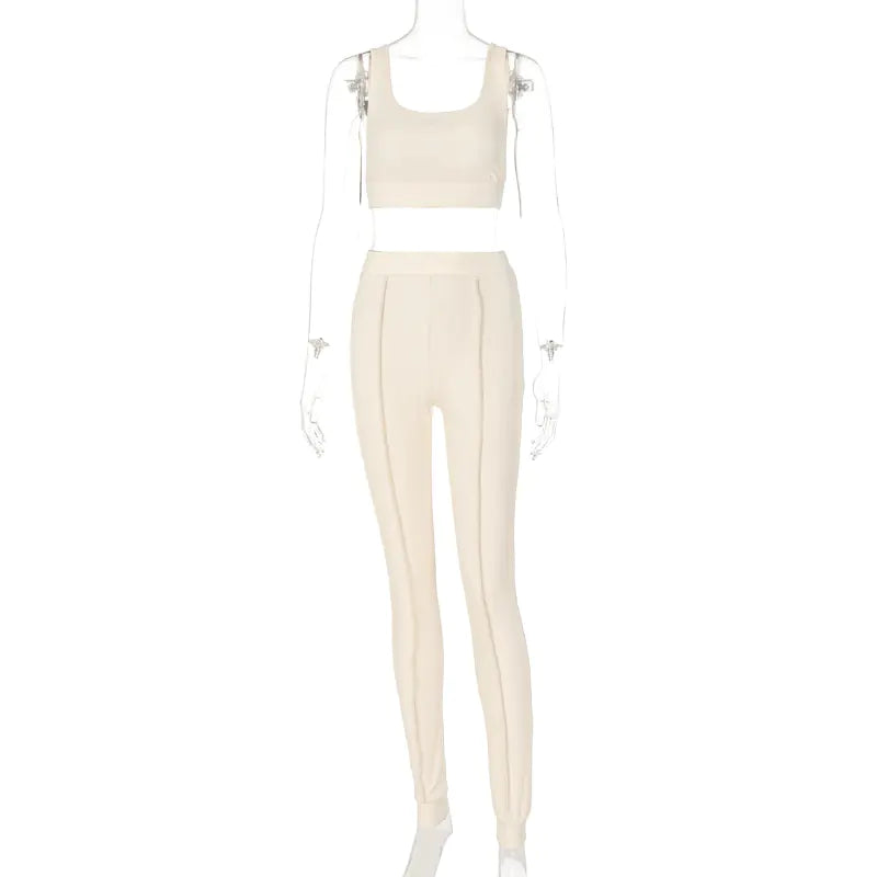 Women's Ribbed Yoga Workout Set for Autumn/Winter