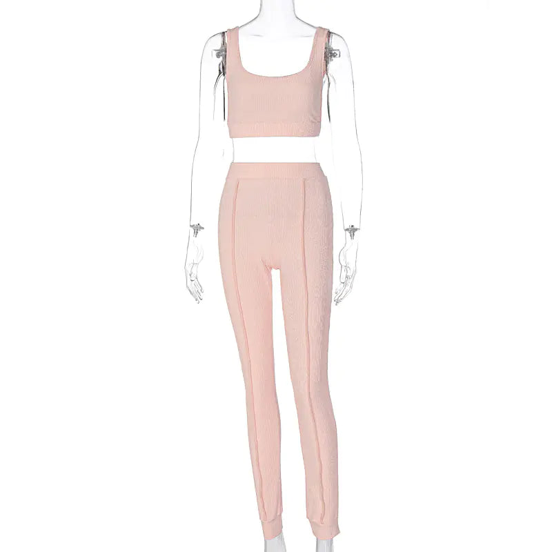 Women's Ribbed Yoga Workout Set for Autumn/Winter
