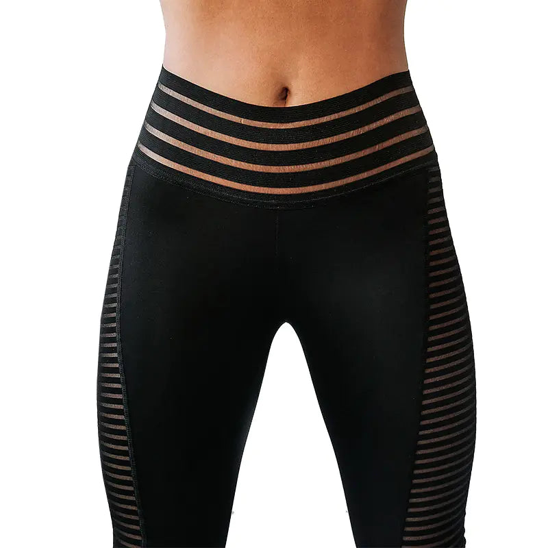 Mesh Yoga Pants, Color Block Workout Leggings