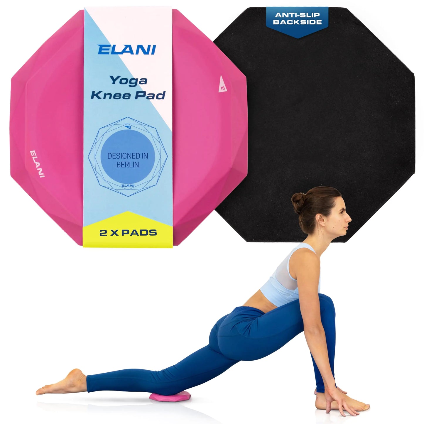 ELANI Yoga Knee Pad Cushion (2 Pack) - Extra thick & Comfortable Pilates Support - Pink Yoga Jellies - yoga knee pad cushion extra thick Yoga Jellies for wrist