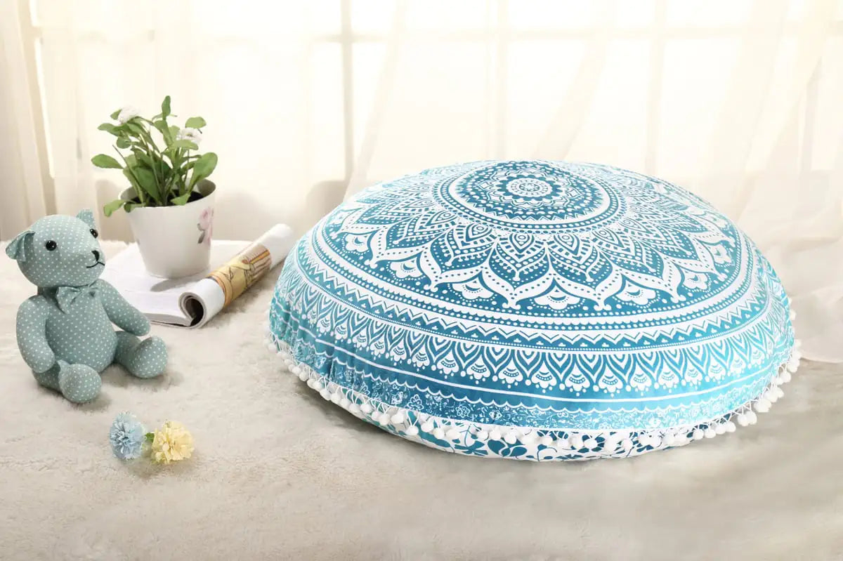 Colorful Mandala Round Floor Pillow for Meditation