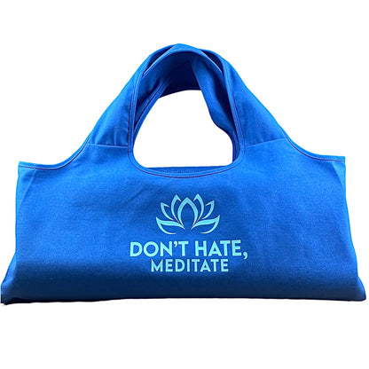 Wild Essentials Yoga Bag Balance Exercise tote large mat carrier with shoulder strap and inside pocket fits most yoga mats Rugged 10 ounce recycled cotton canvas (Blue-Don’t Hate Meditate)