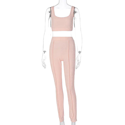 Women's Ribbed Yoga Workout Set for Autumn/Winter